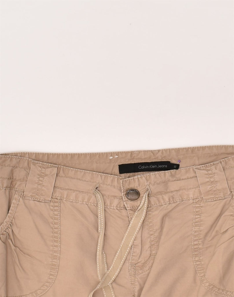 CALVIN KLEIN Womens Capri Cargo Trousers US 12 Large W34 L23 Beige Cotton | Vintage Calvin Klein | Thrift | Second-Hand Calvin Klein | Used Clothing | Messina Hembry 