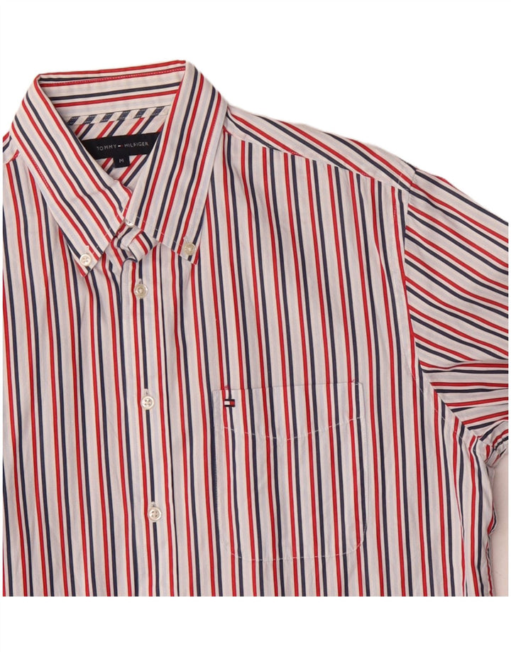 Tommy Hilfiger Mens Shirt Medium White Striped Cotton