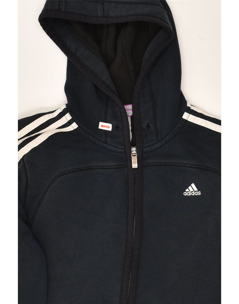 ADIDAS Womens Climalite Zip Hoodie Sweater UK 12/14 Medium Black Cotton | Vintage Adidas | Thrift | Second-Hand Adidas | Used Clothing | Messina Hembry 