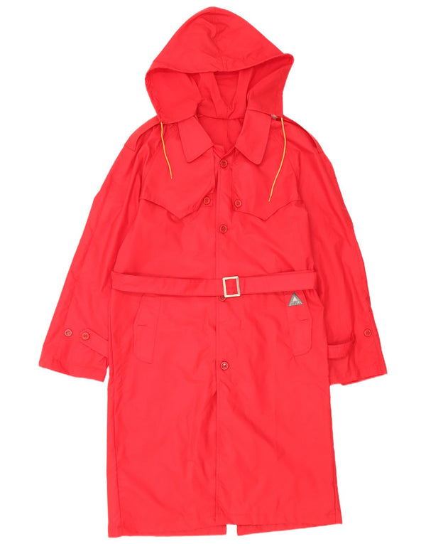 Fiorucci Womens Hooded Trench Coat UK 14 Medium Red Nylon