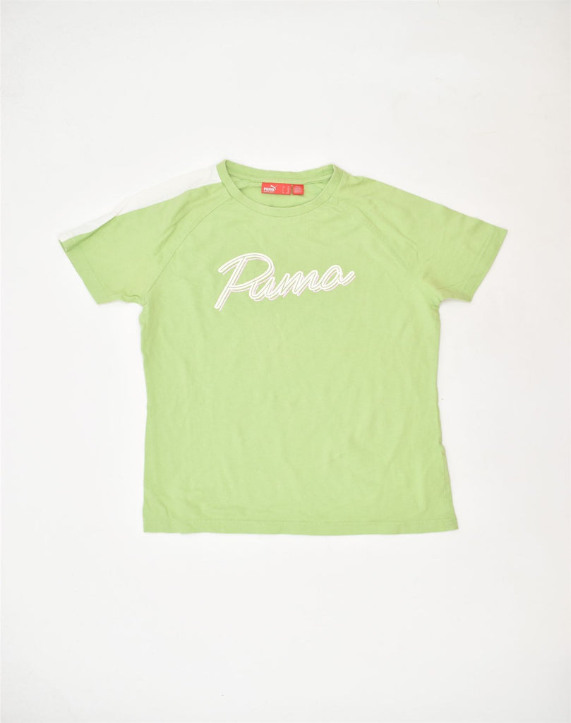 PUMA Girls Graphic T-Shirt Top 13-14 Years Green Cotton | Vintage | Thrift | Second-Hand | Used Clothing | Messina Hembry 