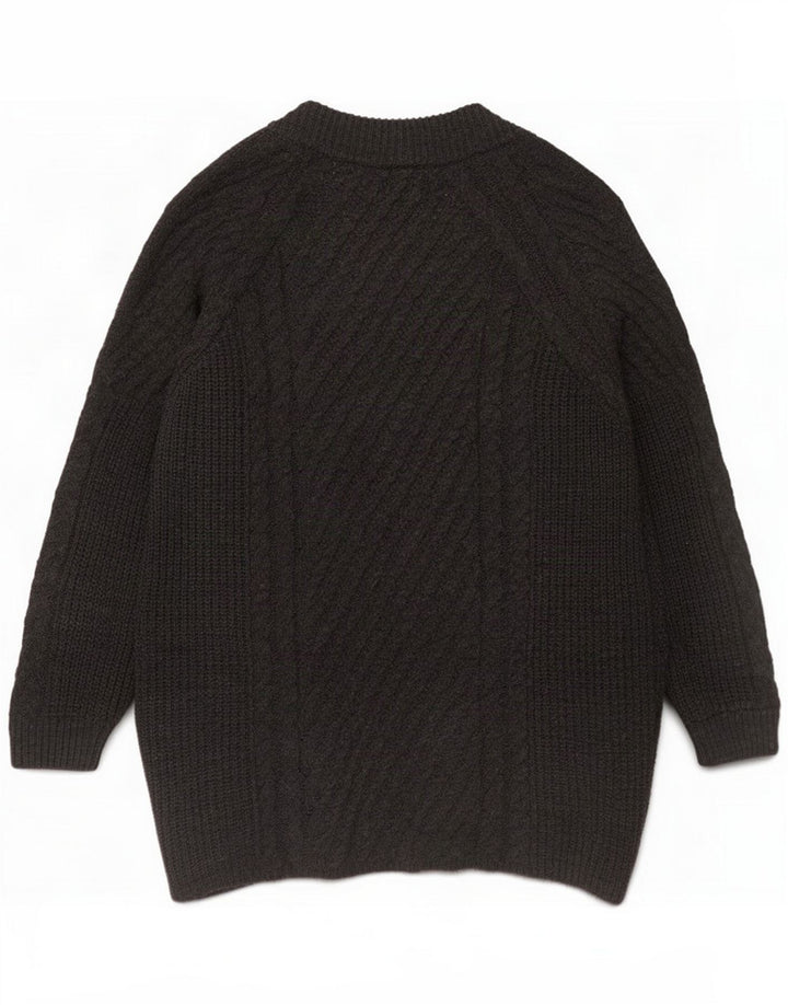 Zara Mens Longline Open Cardigan Sweater Medium Grey Acrylic