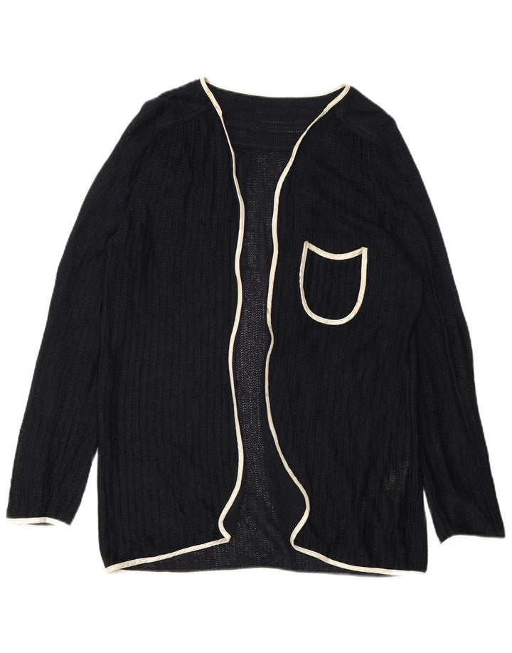 Vintage Womens Open Cardigan Sweater EU 40 Medium Black Viscose