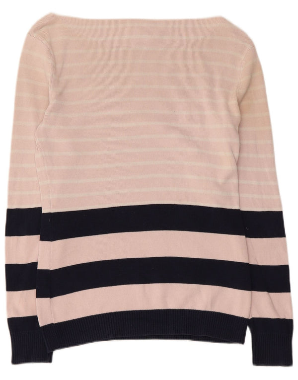 Tommy Hilfiger Womens Boat Neck Jumper Sweater UK 12 Medium Pink Striped