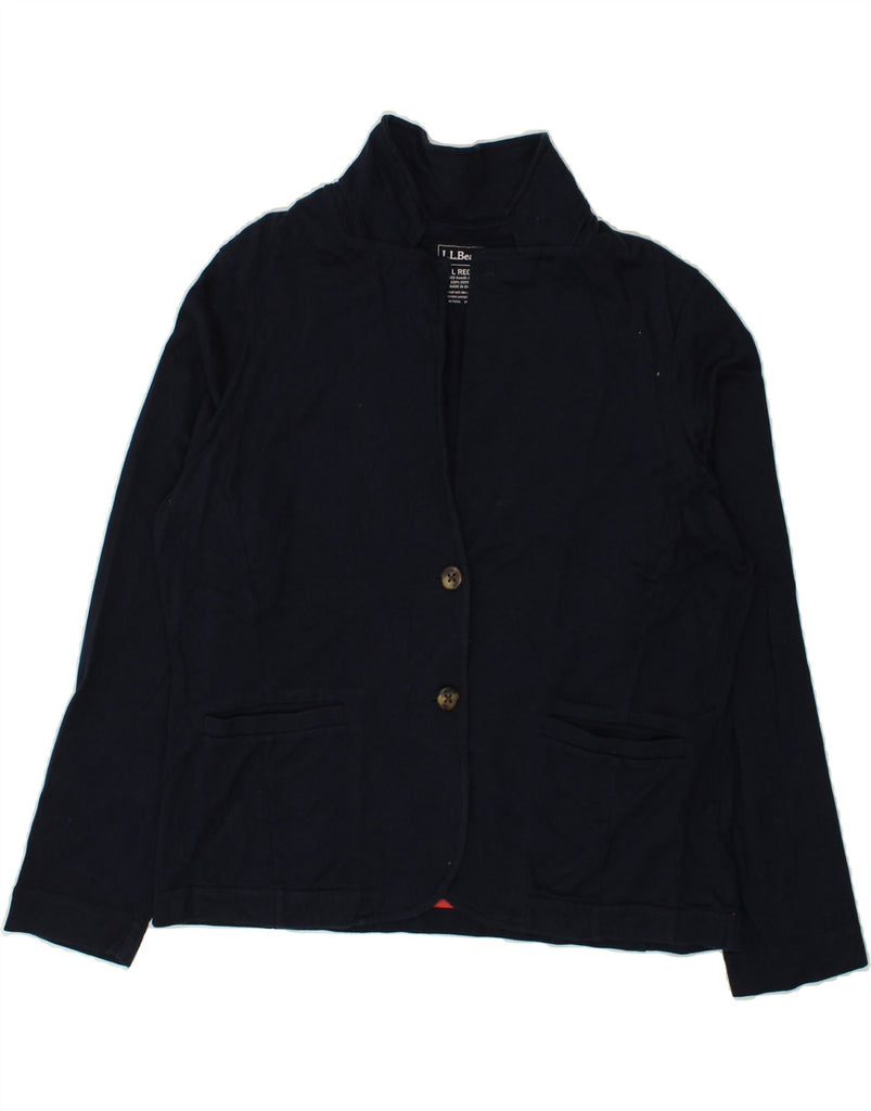 L.L.BEAN Womens 2 Button Blazer Jacket UK 16 Large Navy Blue Cotton | Vintage L.L.Bean | Thrift | Second-Hand L.L.Bean | Used Clothing | Messina Hembry 