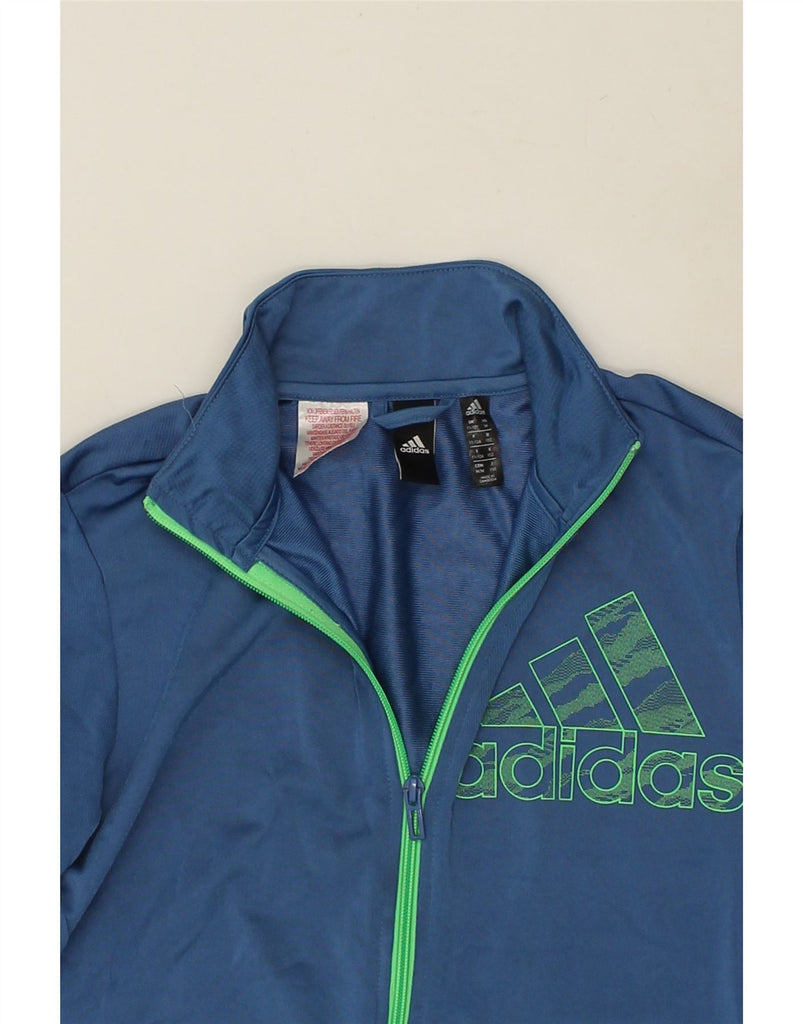 ADIDAS Boys Graphic Tracksuit Top Jacket 11-12 Years Blue Polyester | Vintage Adidas | Thrift | Second-Hand Adidas | Used Clothing | Messina Hembry 