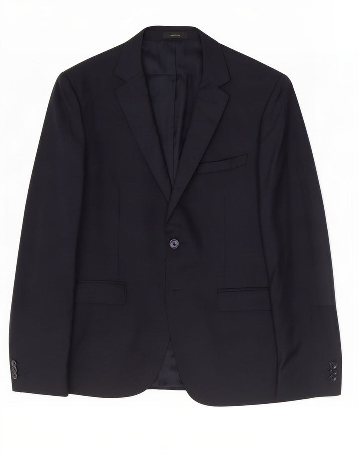 Massimo Dutti Mens 2 Button Blazer Jacket EU 52 Large Navy Blue