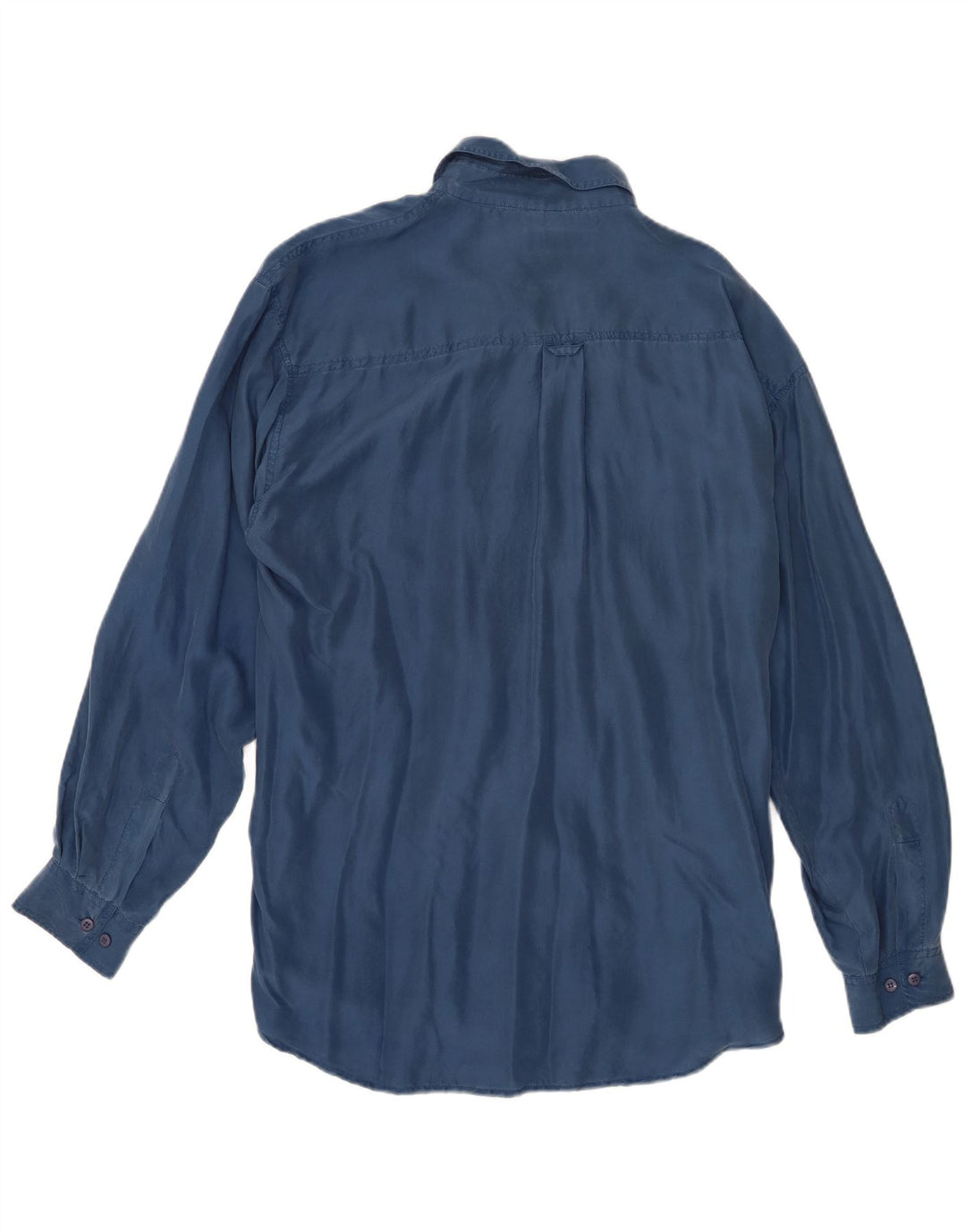 Vintage Mens Shirt Large Blue Silk