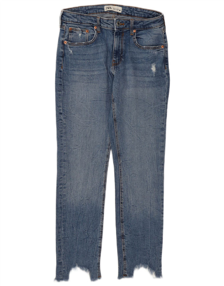 Zara Womens Distressed Cropped Jeans EU 40 Medium W30 L27 Blue