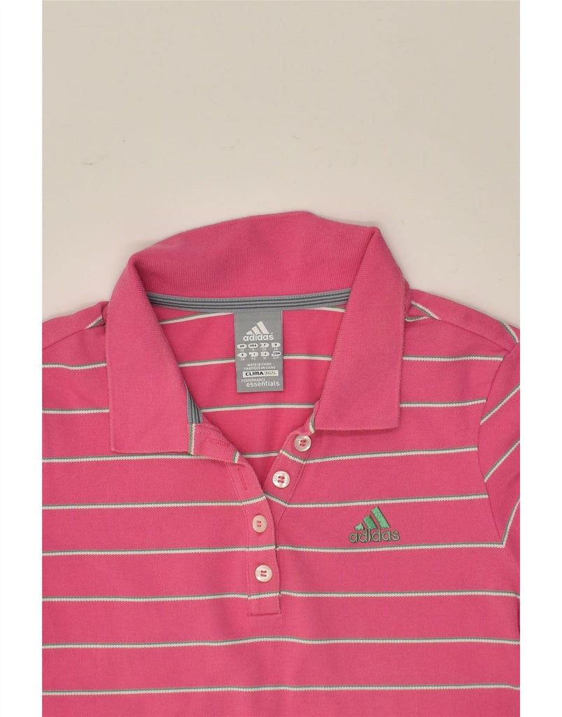 ADIDAS Womens Clima 365 Polo Shirt UK 10 Small Pink Striped Cotton | Vintage Adidas | Thrift | Second-Hand Adidas | Used Clothing | Messina Hembry 