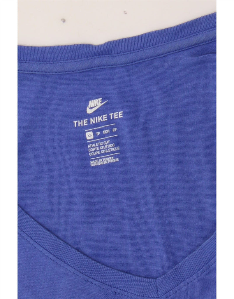 NIKE Womens Graphic T-Shirt Top UK 6 XS Blue Vintage Nike and Second-Hand Nike from Messina Hembry 