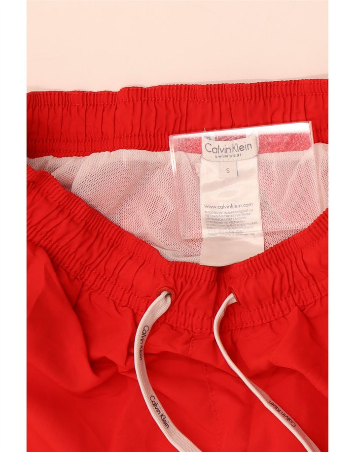 Calvin Klein Mens Graphic Swimming Shorts Small  Red Polyester
