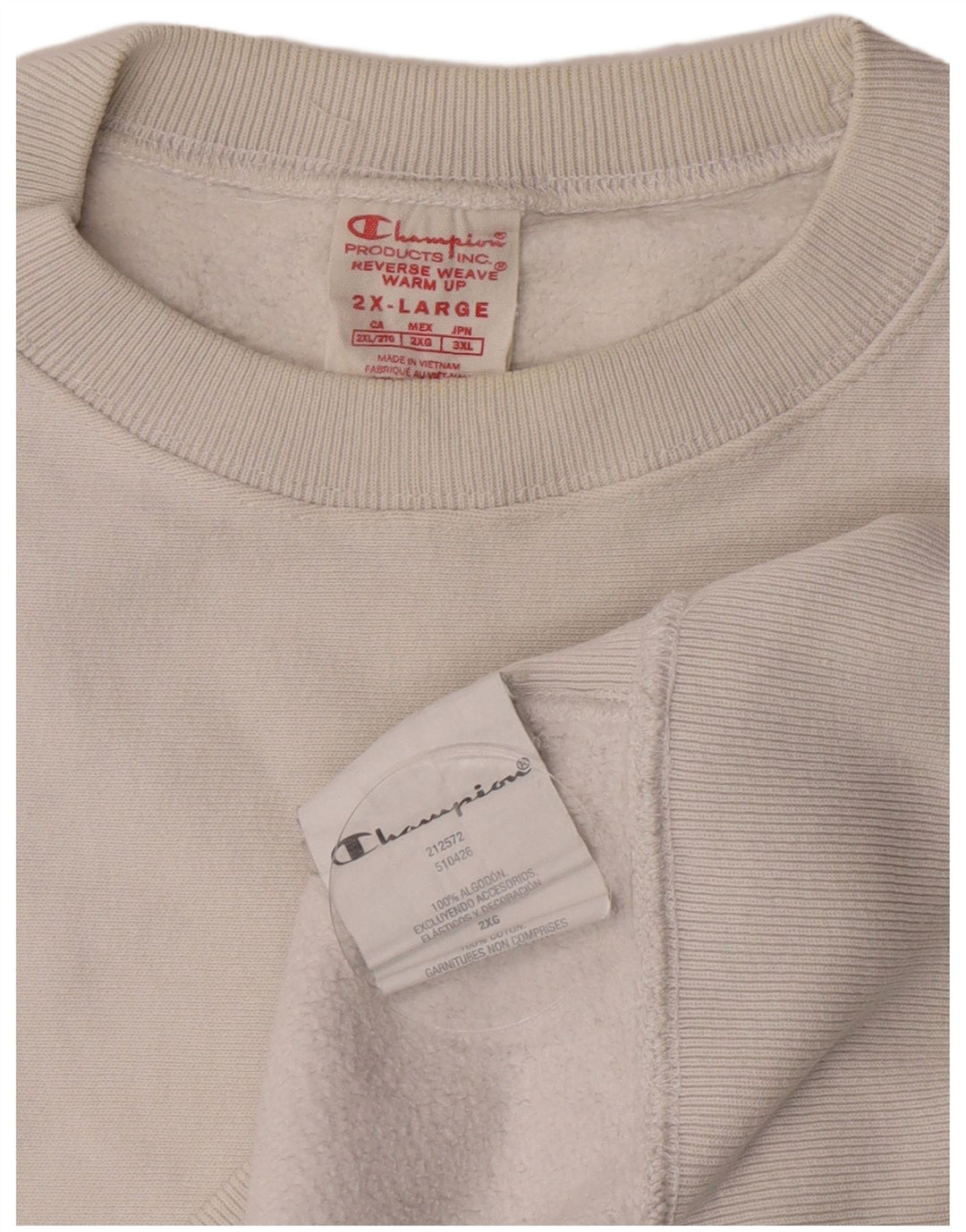 Champion Womens Sweatshirt Jumper UK 20 2XL White Cotton