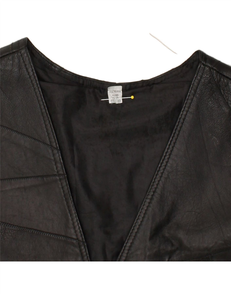 VINTAGE Mens Leather Waistcoat 4XL Black Leather | Vintage Vintage | Thrift | Second-Hand Vintage | Used Clothing | Messina Hembry 