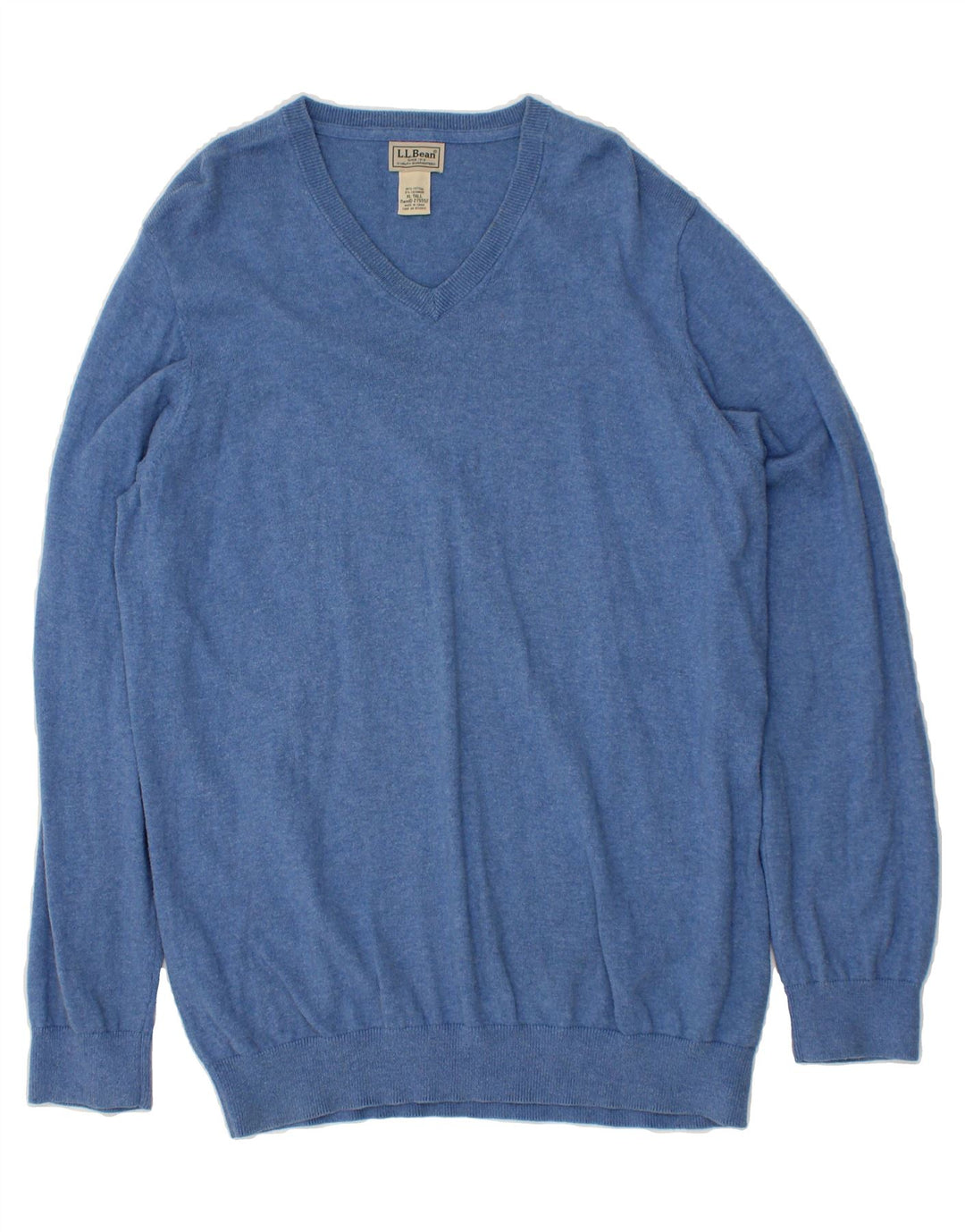 L.L.BEAN Mens Tall V-Neck Jumper Sweater XL Blue Cotton Vintage L.L.Bean and Second-Hand L.L.Bean from Messina Hembry 