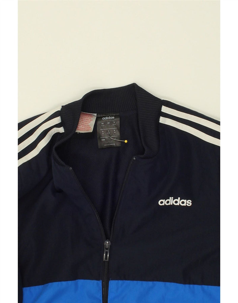 ADIDAS Boys Graphic Tracksuit Top Jacket 12-13 Years Blue Colourblock Vintage Adidas and Second-Hand Adidas from Messina Hembry 