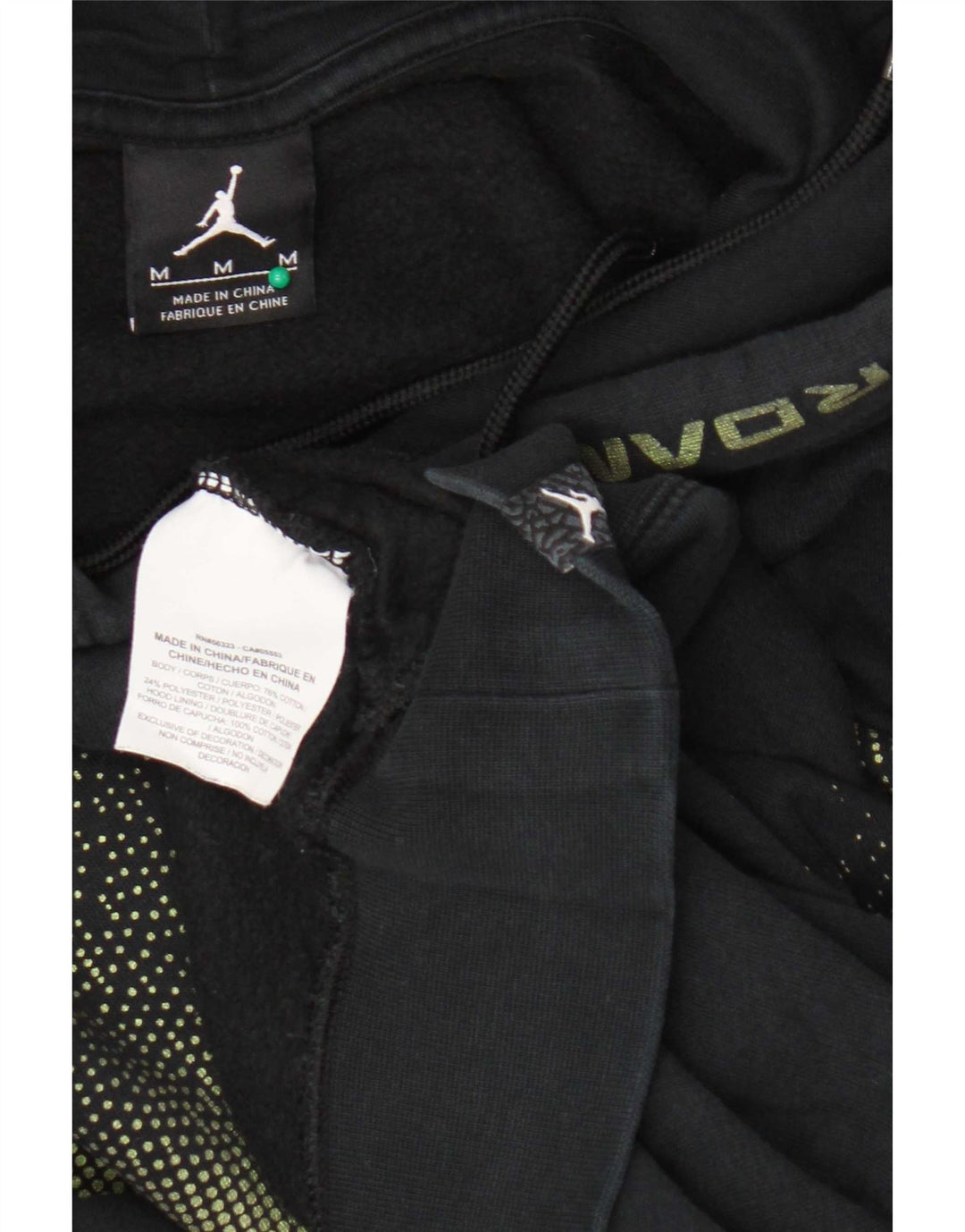 Jordan Mens Graphic Hoodie Jumper Medium Black Colourblock Cotton