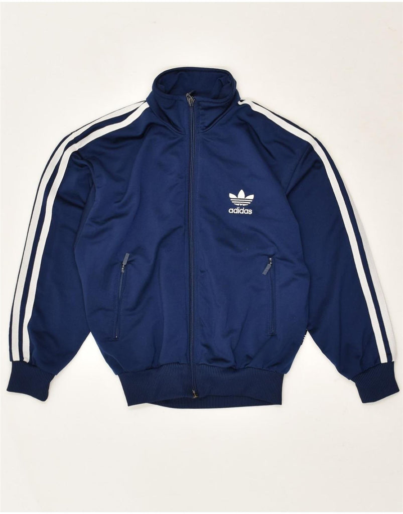 ADIDAS Boys Graphic Tracksuit Top Jacket 7-8 Years Navy Blue Polyester | Vintage Adidas | Thrift | Second-Hand Adidas | Used Clothing | Messina Hembry 