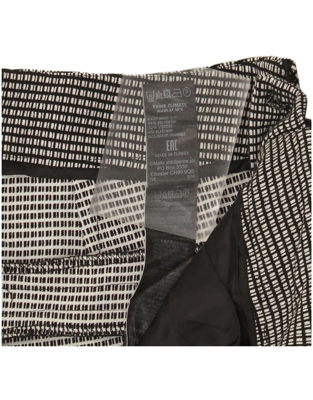 Marks & Spencer Womens Chino Trousers UK 12 Medium W32 L29 Black Check