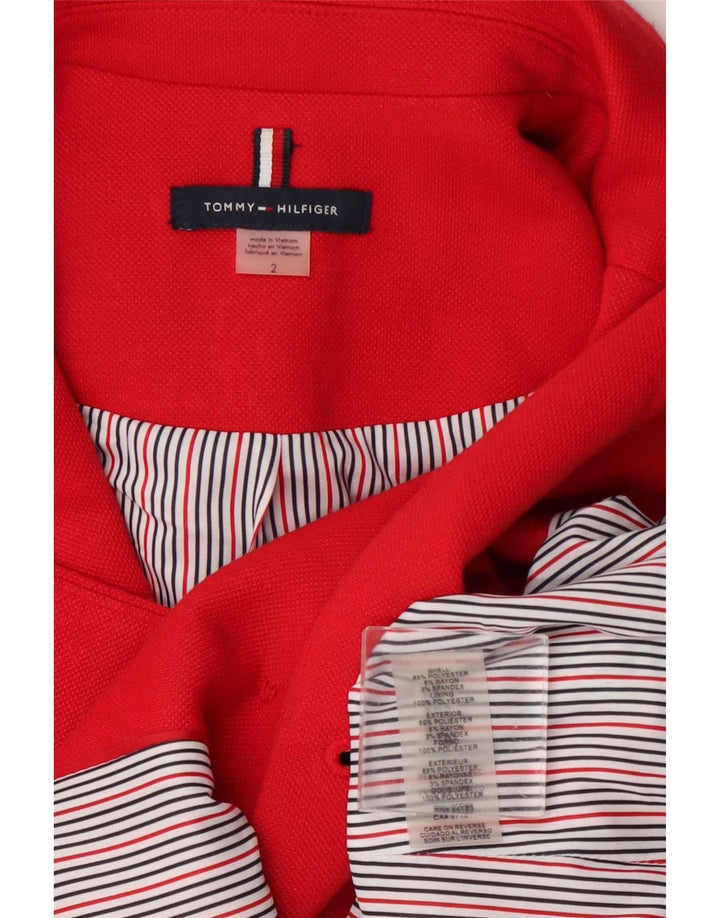 Tommy Hilfiger Womens Double Breasted Blazer Jacket US 2 XS Red Polyester