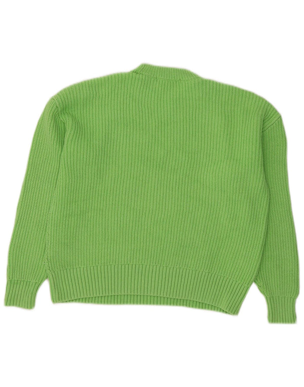 Marks & Spencer Womens Crop Crew Neck Jumper Sweater UK 14 Medium Green