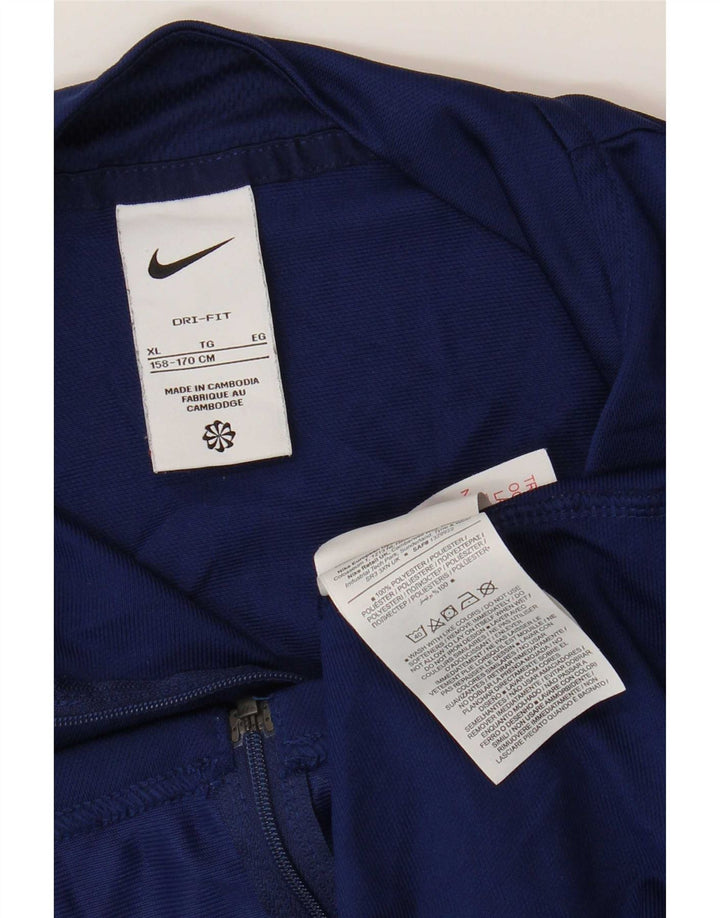 Nike Boys Tracksuit Top Jacket 12-13 Years XL Navy Blue Polyester