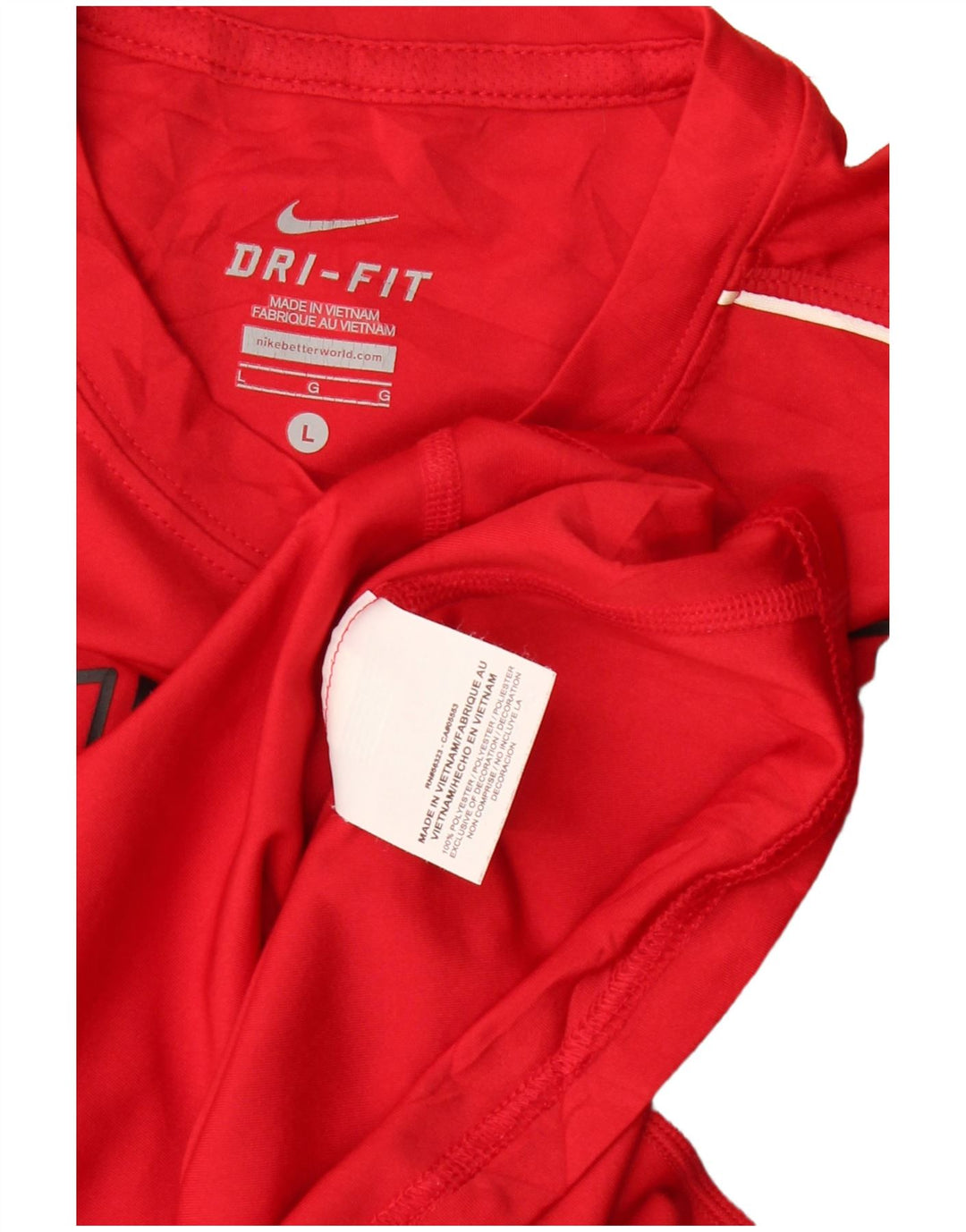 Nike Womens Dri Fit Graphic Top Long Sleeve UK 16 Large Red Polyester
