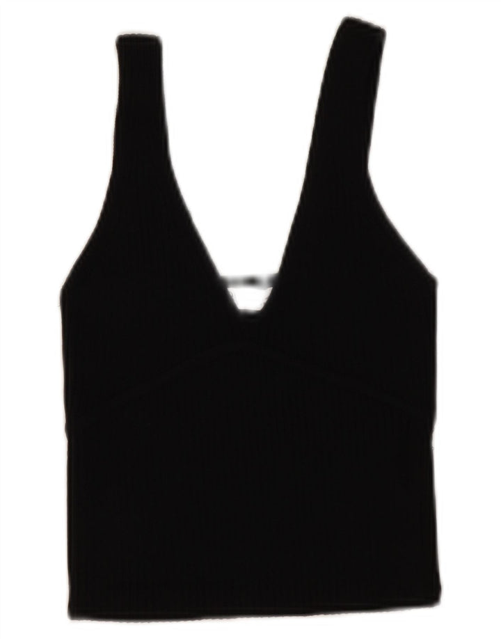 Zara Womens Crop Sleeveless Blouse Top UK 10 Small Black