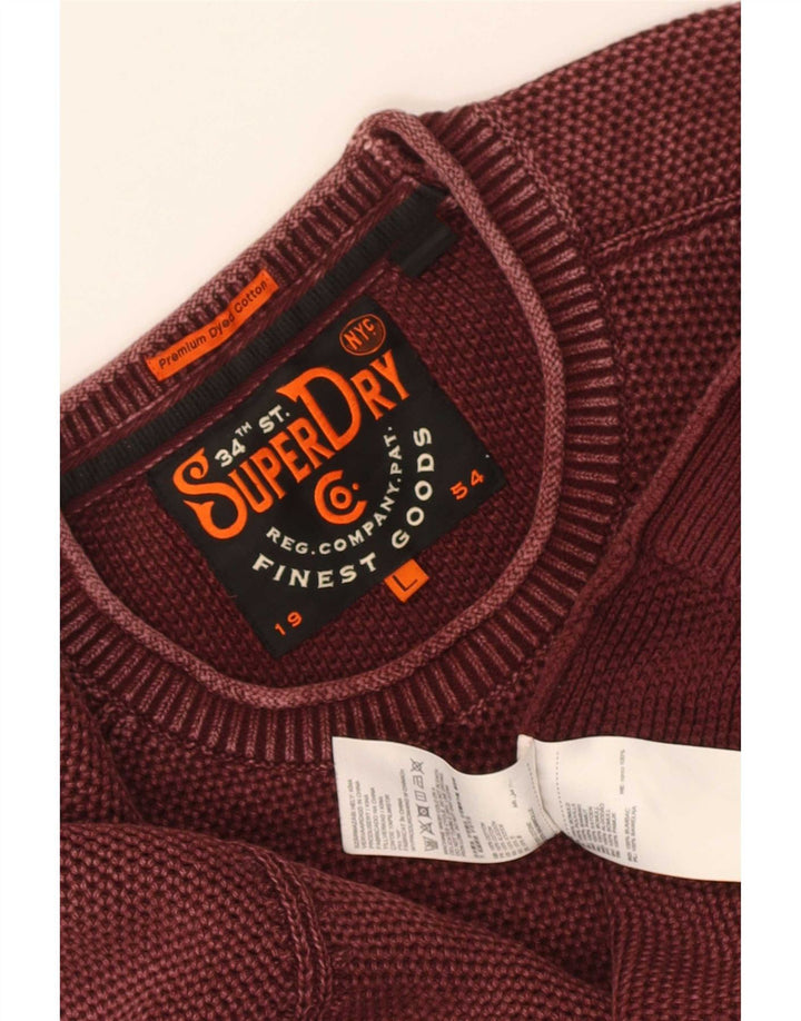 Superdry Mens Crew Neck Jumper Sweater Large Maroon Cotton