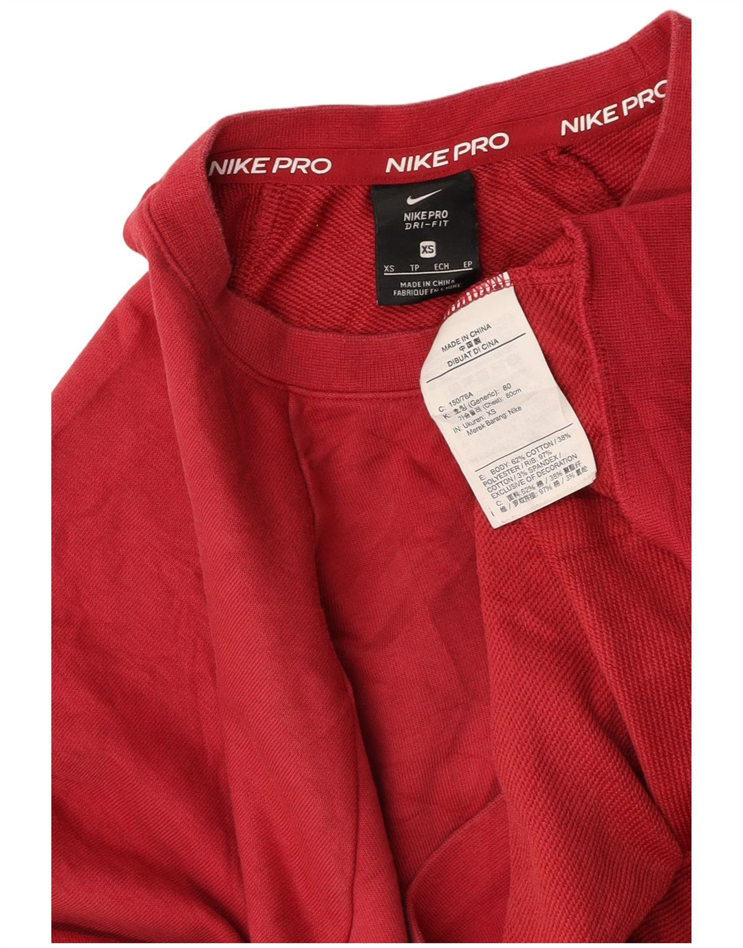 NIKE Womens Oversized Graphic Crop Sweatshirt Jumper UK 6 XS Burgundy