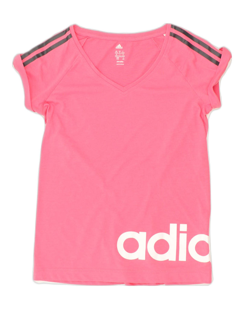 ADIDAS Womens Graphic T-Shirt Top UK 12-14 Medium Pink | Vintage Adidas | Thrift | Second-Hand Adidas | Used Clothing | Messina Hembry 