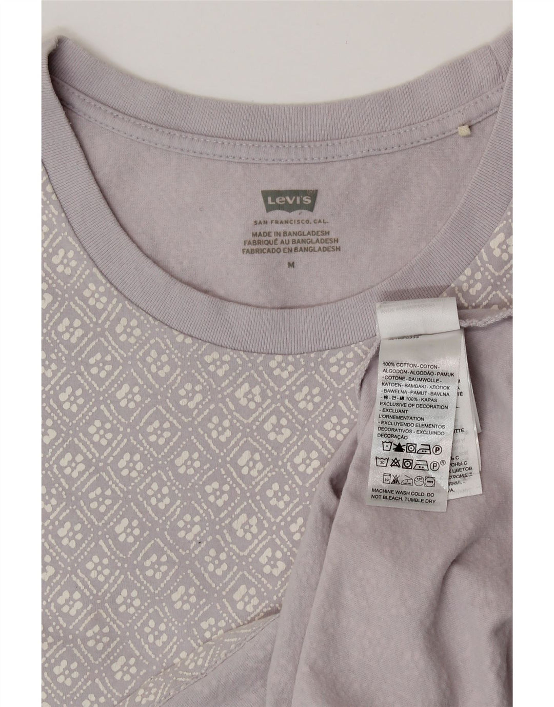 Levi's Womens Graphic T-Shirt Top UK 14 Medium Lilac Geometric Cotton