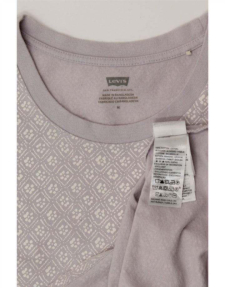 Levi's Womens Graphic T-Shirt Top UK 14 Medium Lilac Geometric Cotton