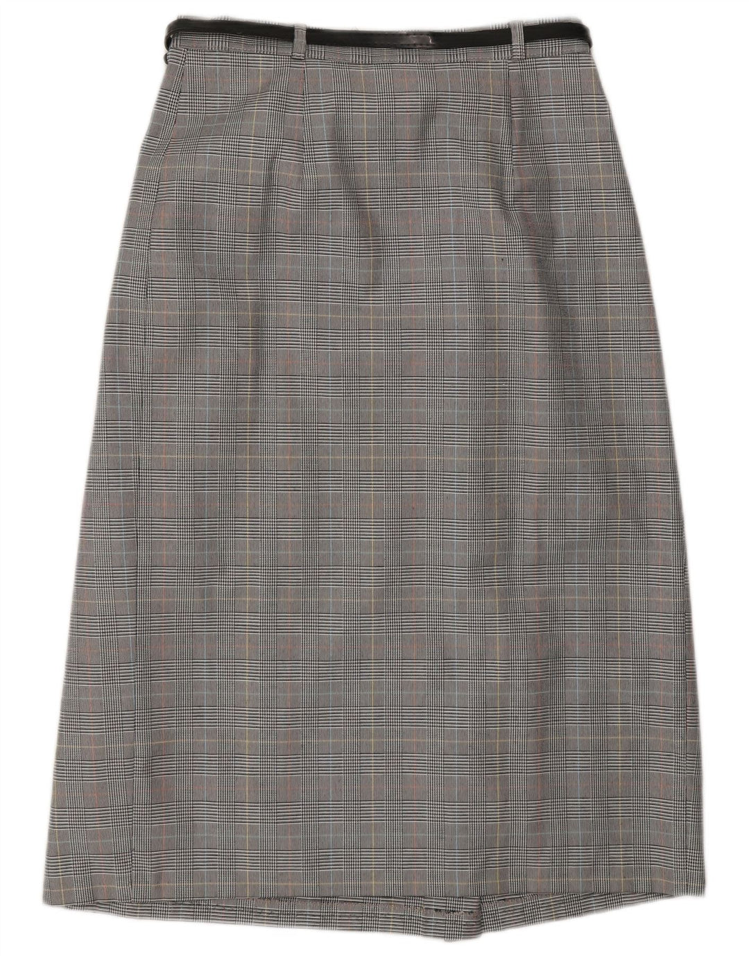 Vintage Womens Wrap Skirt UK 10 Small W27 Grey Houndstooth Polyester