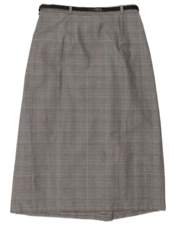 Vintage Womens Wrap Skirt UK 10 Small W27 Grey Houndstooth Polyester