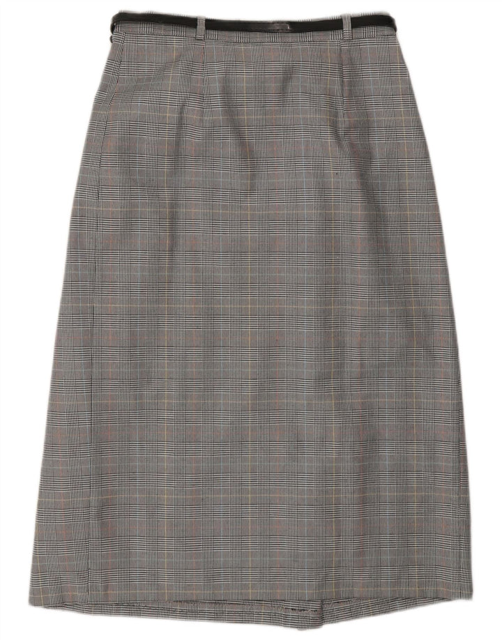 Vintage Womens Wrap Skirt UK 10 Small W27 Grey Houndstooth Polyester
