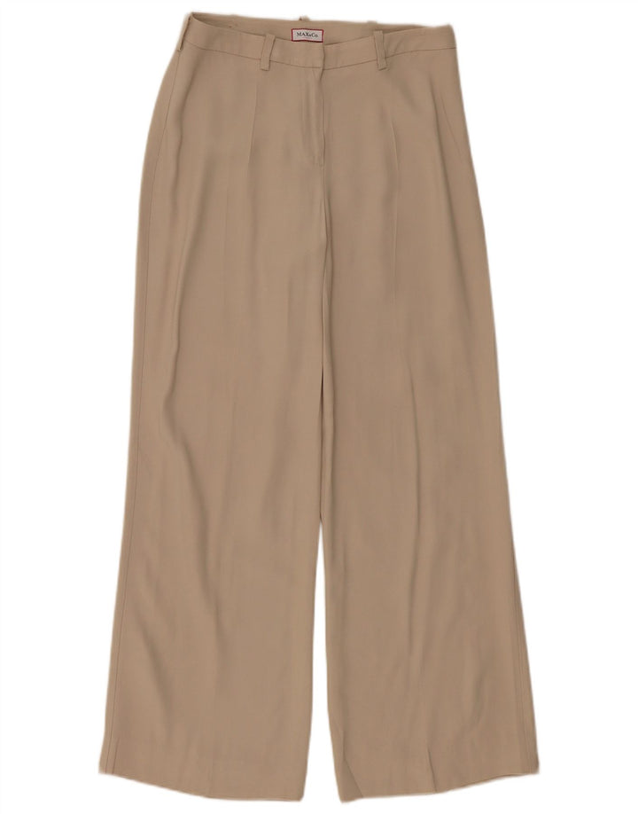 MAX & CO. Womens Wide Leg Casual Trousers UK 8 Small W26 L28 Beige Acetate