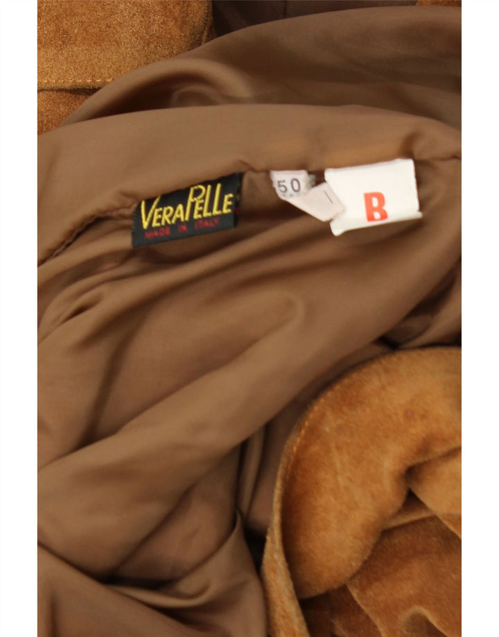 Vintage Mens Suede Jacket IT 50 Large Beige Leather