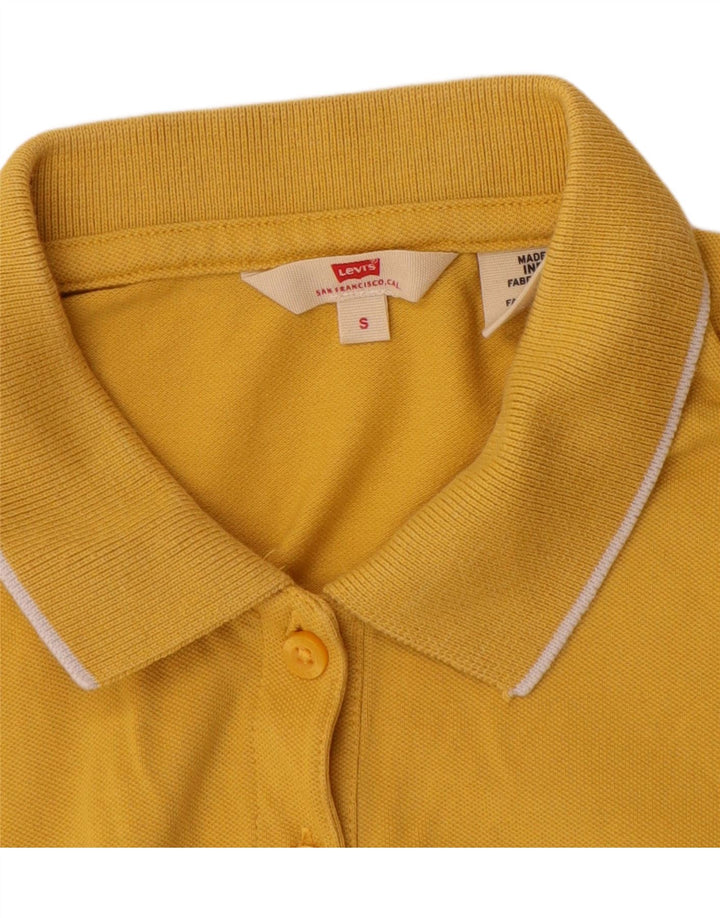 LEVI'S Womens Polo Shirt Small Yellow Cotton