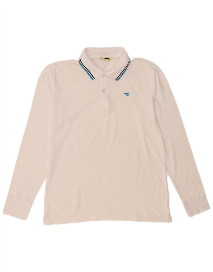 Diadora Mens Long Sleeve Polo Shirt XL White