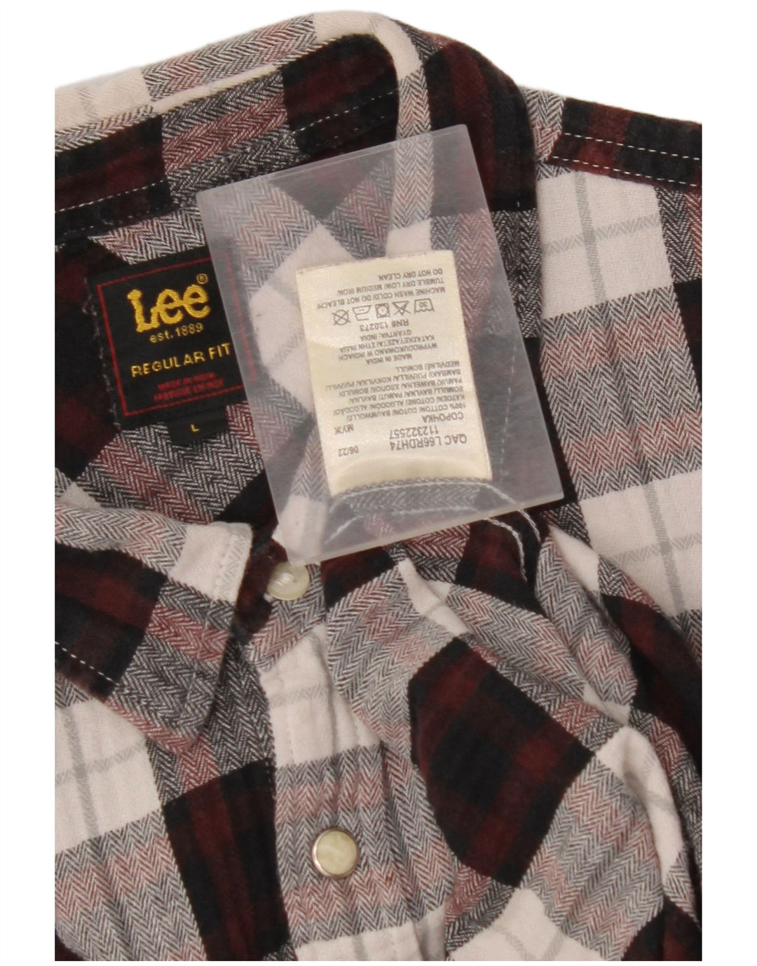 LEE Mens Regular Fit Flannel Shirt Large Multicoloured Check Cotton