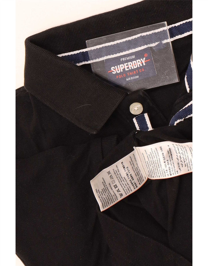 Superdry Mens Polo Shirt Medium Black Cotton