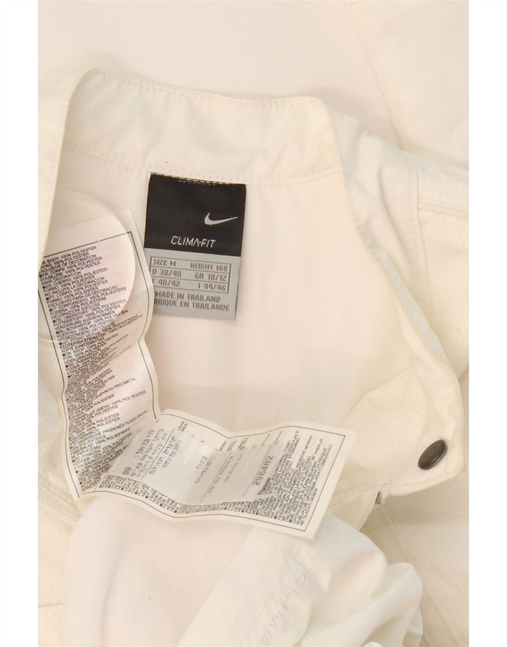 NIKE Womens Clima-fit Bomber Jacket UK 10/12 Medium White Polyester Vintage Nike and Second-Hand Nike from Messina Hembry 