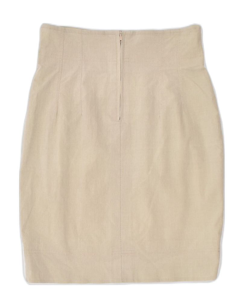 VINTAGE Womens High Waist Pencil Skirt IT 42 Medium W26 Beige Cotton | Vintage | Thrift | Second-Hand | Used Clothing | Messina Hembry 