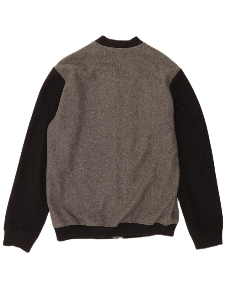 Gianni Lupo Mens Bomber Jacket UK 40 Large Grey Colourblock Wool