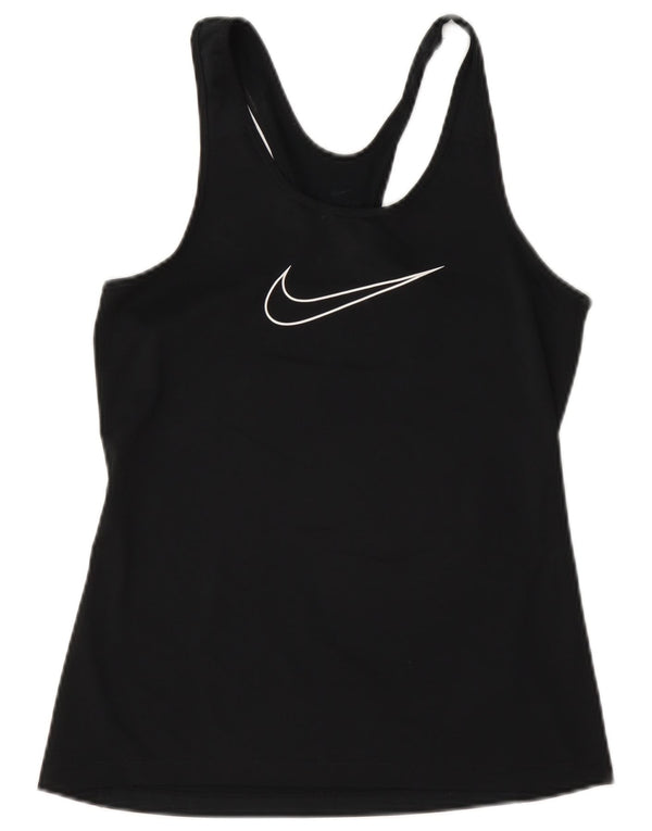 Nike Womens Dri Fit Graphic Vest Top UK 10 Small Black Polyester