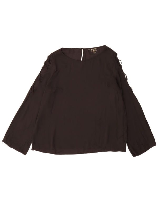 Lipsy Womens Long Sleeve Blouse Top UK 16 Large Black Polyester