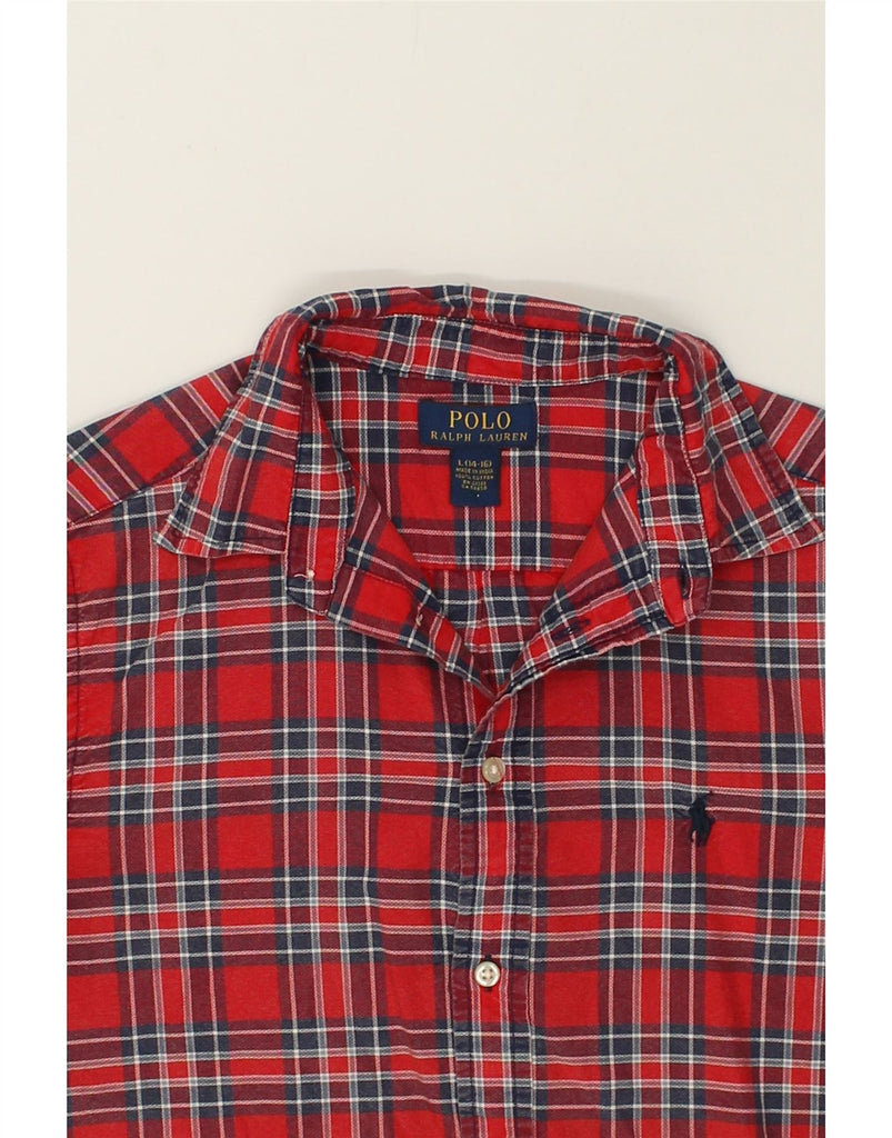 POLO RALPH LAUREN Boys Shirt 14-15 Years Large Red Check Cotton | Vintage Polo Ralph Lauren | Thrift | Second-Hand Polo Ralph Lauren | Used Clothing | Messina Hembry 