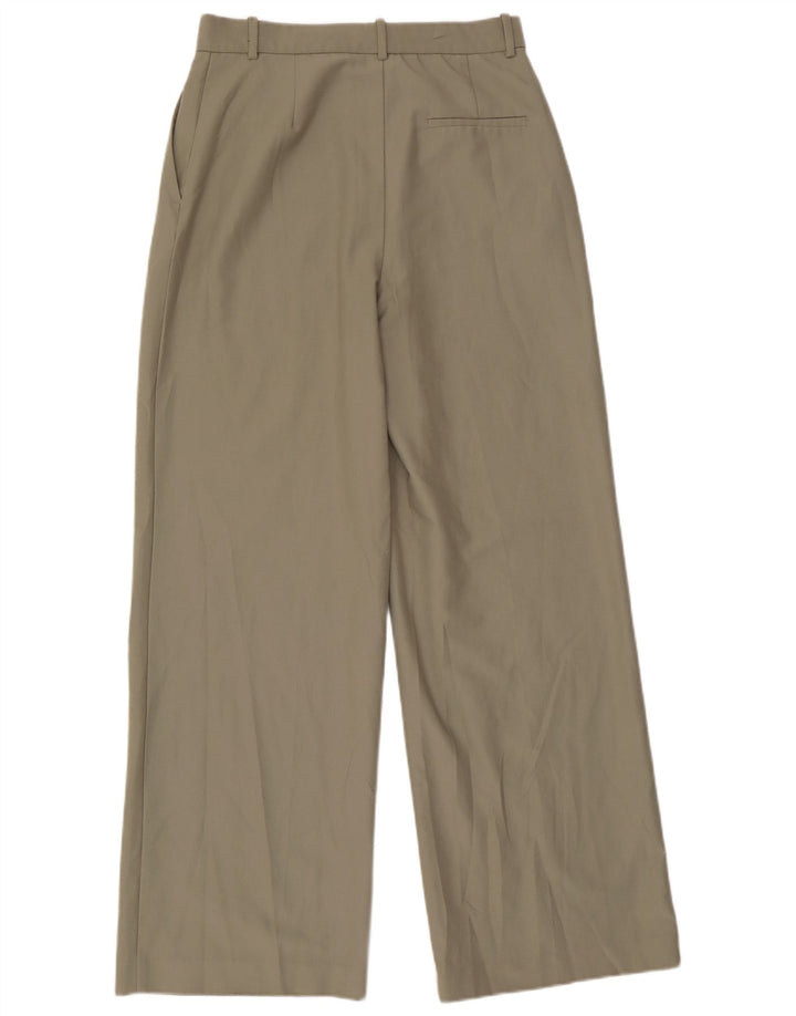 Zara Womens Wide Leg Suit Trousers Large W30 L32 Green Polyester