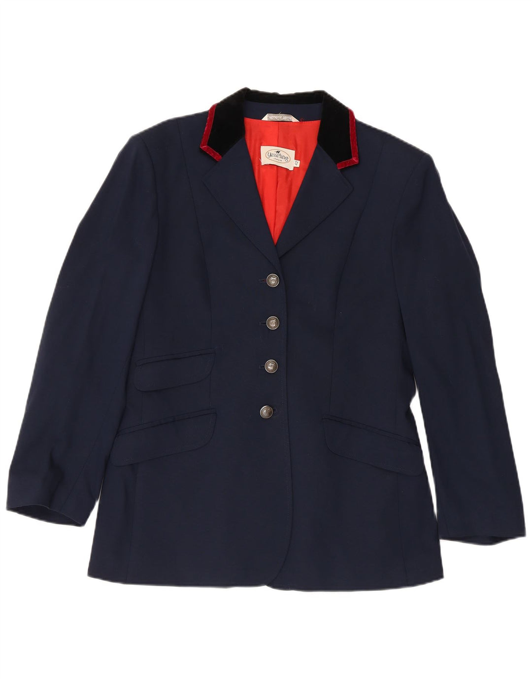 Vintage Womens Riding 4 Button Blazer Jacket IT 42 Medium Navy Blue Wool